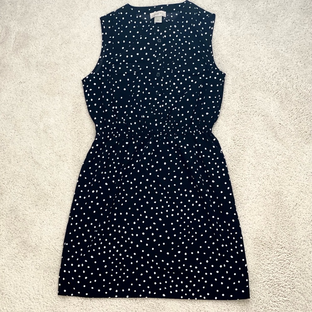 Loft Black Polka Dot Sleeveless Dress